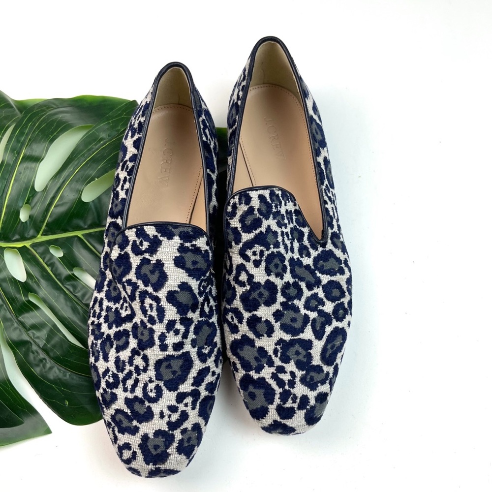 J.CREW GEORGIE LEOPARD TEXTURE JACQUARD SLIP ON LOAFERS FLATS